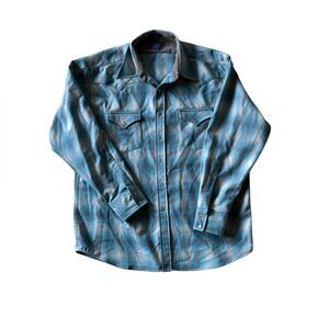 Pendleton Pearl Snap Virgin Wool Canyon Shirt Mens Size XL Sky Blue With Gray